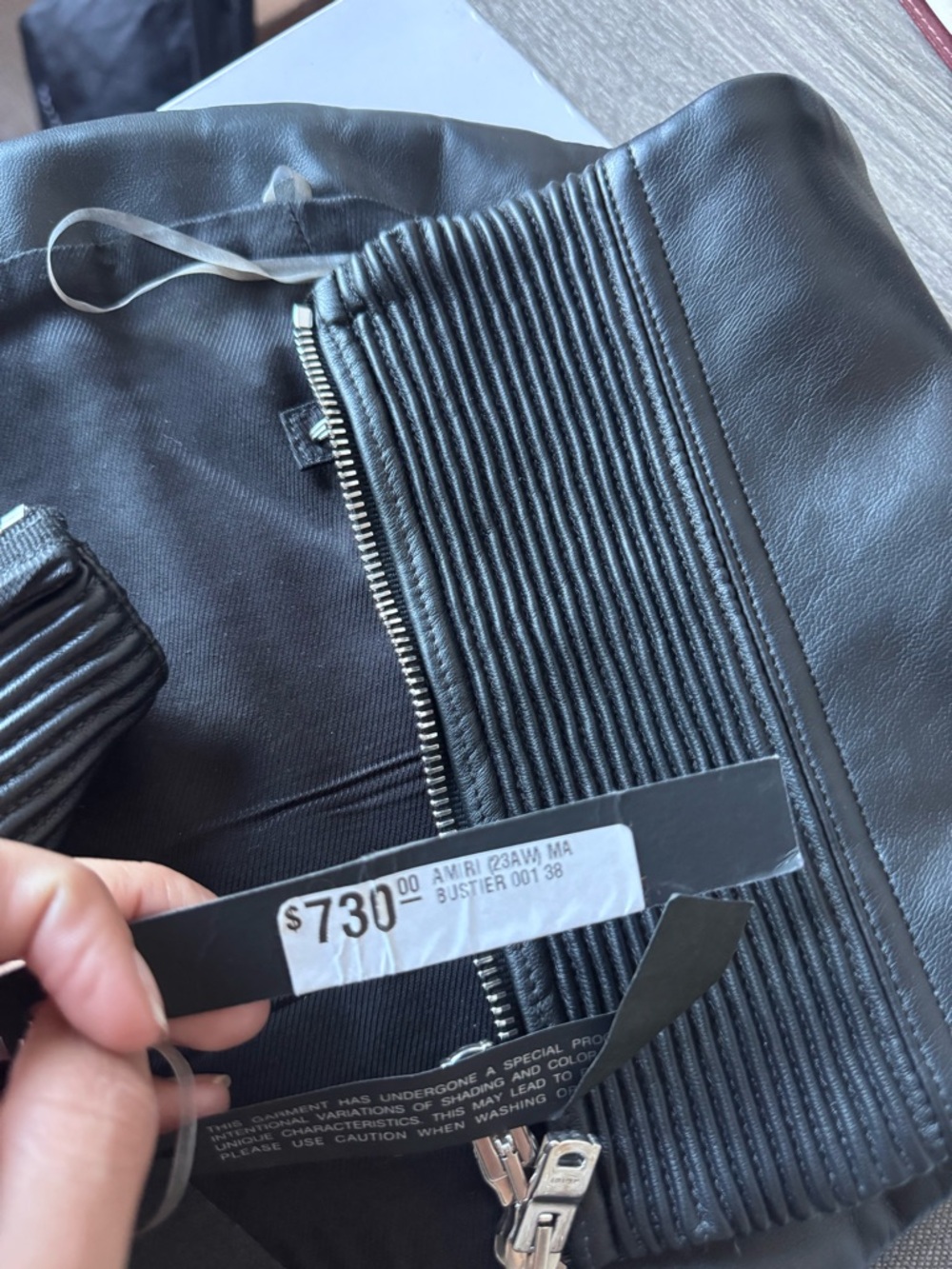 AMIRI Black Faux Leather Strapless Bustier - Picture 6 of 6